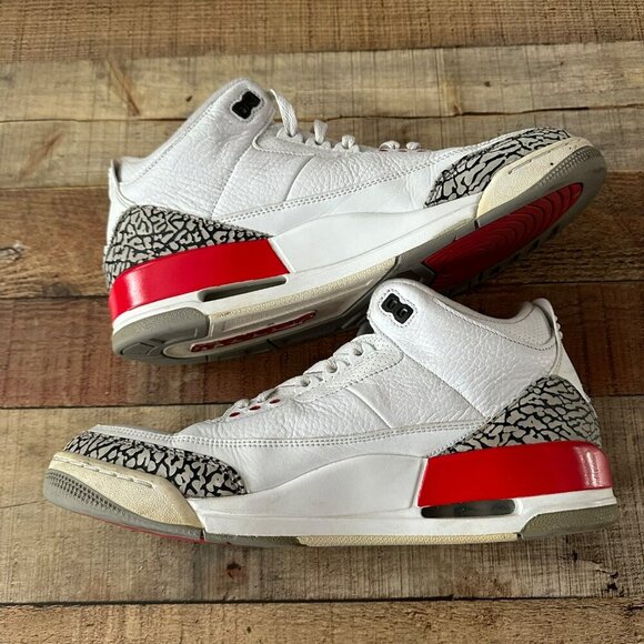 Jordan 3 Retro Hall of fame white red black mens -12 - Picture 12 of 13